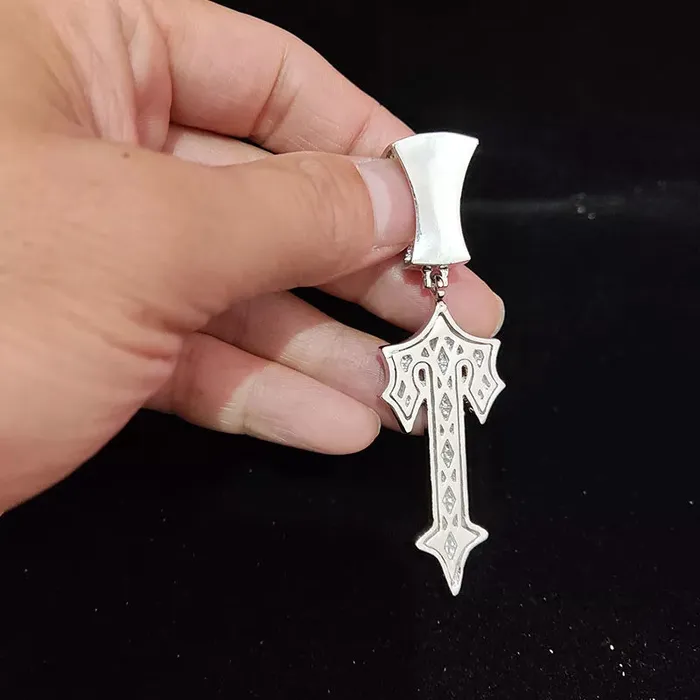 Hip Hop Letter Iced Out Cross Sword Necklace VVS Jewelry Necklaces