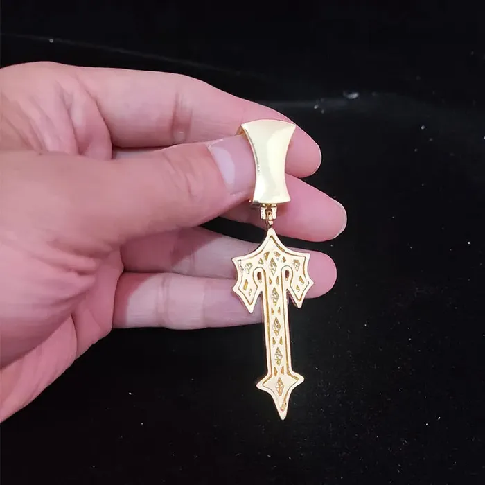 Hip Hop Letter Iced Out Cross Sword Necklace VVS Jewelry Necklaces
