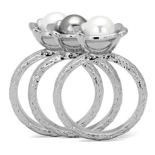 Rings Alamode TK1449 High polished no plating Stainless Steel Ring with Synthetic Pearl in Multi Color