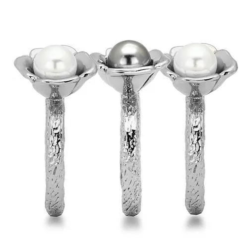 Rings Alamode TK1449 High polished no plating Stainless Steel Ring with Synthetic Pearl in Multi Color