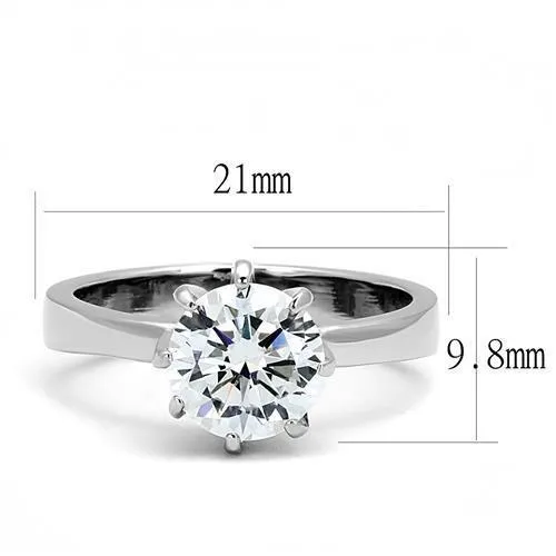 Rings Alamode TK3208 High polished no plating Stainless Steel Ring with AAA Grade CZ in Clear