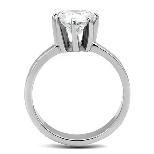 Rings Alamode TK3208 High polished no plating Stainless Steel Ring with AAA Grade CZ in Clear