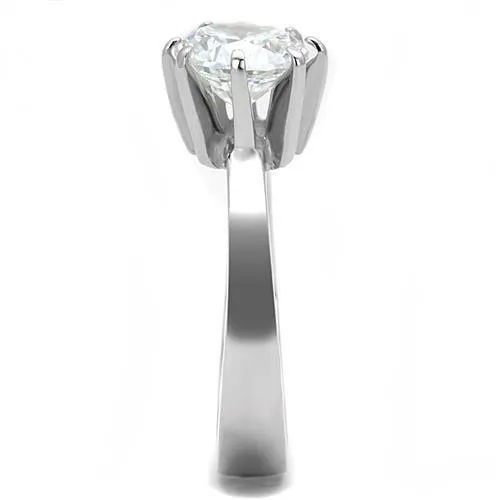 Rings Alamode TK3208 High polished no plating Stainless Steel Ring with AAA Grade CZ in Clear