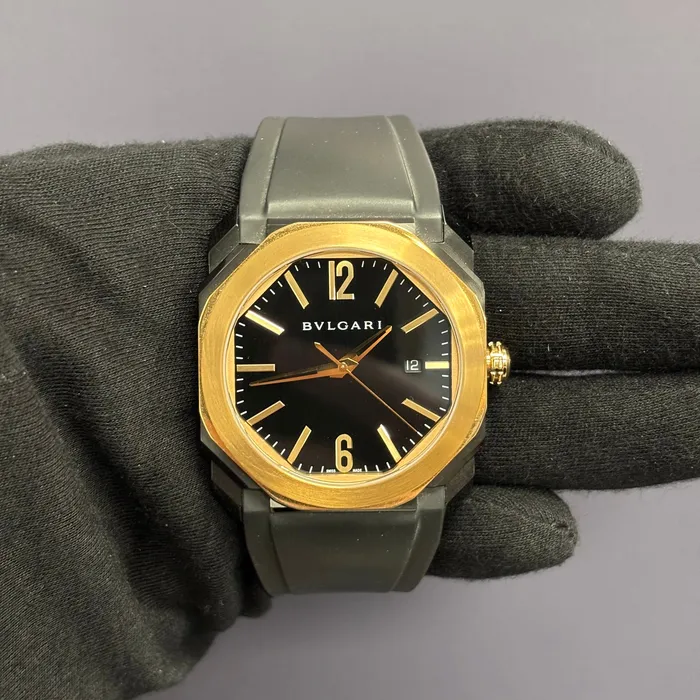 Bvlgari Octo 41mm Black Dial Watch Ref 102485 Happy Jewelers Watches Bvlgari Octo 41mm Black Dial Watch Ref 102485 Happy Jewelers Watches