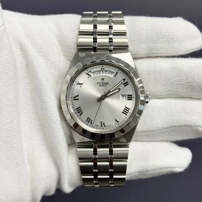 Tudor Royal 41mm Stainless Steel Silver Dial Watch Ref 28600 Happy Jewelers Bracelets