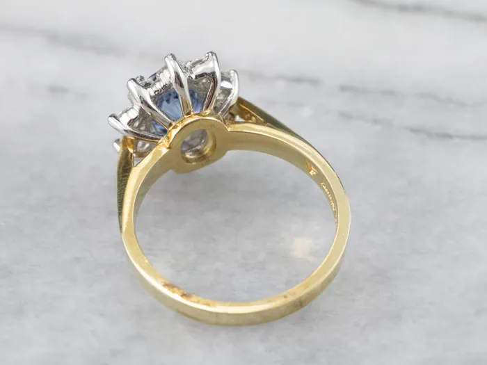 18K Gold and Platinum Sapphire Diamond Halo Ring Market Square Jewelers Rings 18K Gold and Platinum Sapphire Diamond Halo Ring Market Square Jewelers Rings