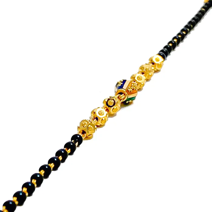 Andaaz Jewelers Bracelets Vibrant Charming 22k Gold Black Bead Bracelet