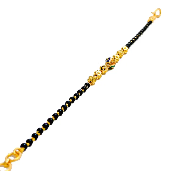 Andaaz Jewelers Bracelets Vibrant Charming 22k Gold Black Bead Bracelet