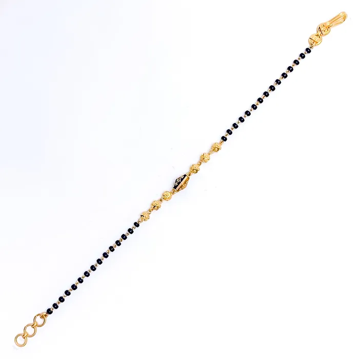 Andaaz Jewelers Bracelets Vibrant Charming 22k Gold Black Bead Bracelet