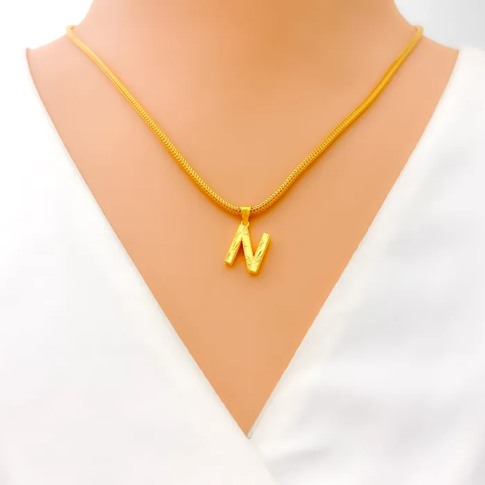 Andaaz Jewelers PreStyled Sets Minimalist Twinkling 22k Gold Letter Pendant