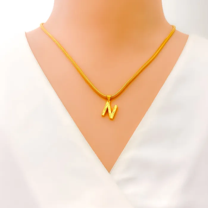Andaaz Jewelers PreStyled Sets Minimalist Twinkling 22k Gold Letter Pendant