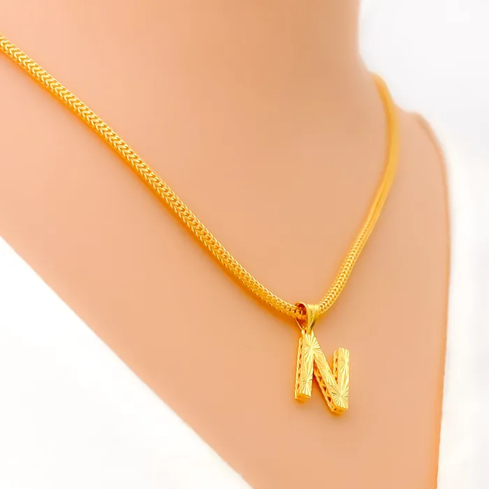 Andaaz Jewelers PreStyled Sets Minimalist Twinkling 22k Gold Letter Pendant