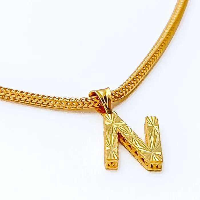 Andaaz Jewelers PreStyled Sets Minimalist Twinkling 22k Gold Letter Pendant