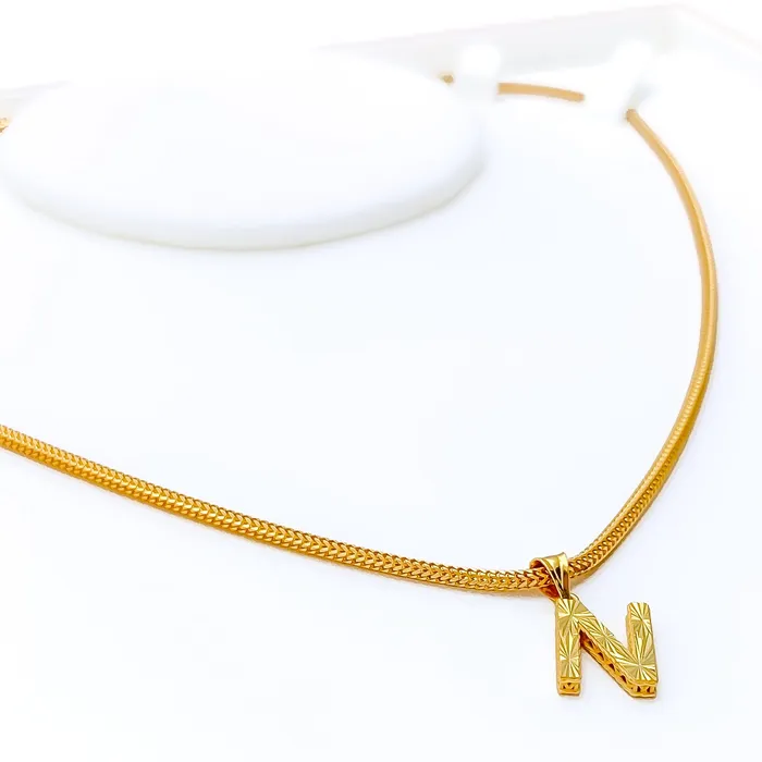 Andaaz Jewelers PreStyled Sets Minimalist Twinkling 22k Gold Letter Pendant