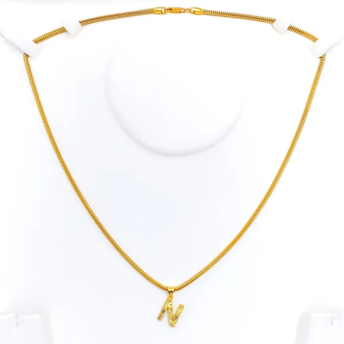 Andaaz Jewelers PreStyled Sets Minimalist Twinkling 22k Gold Letter Pendant
