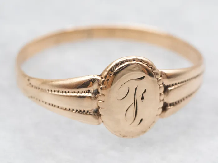 Antique Monogrammed Letter F Childs Baptism Ring Market Square Jewelers Rings