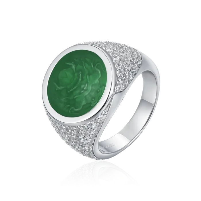aporro Rings WONG Ridge Iced Out Signet Ring