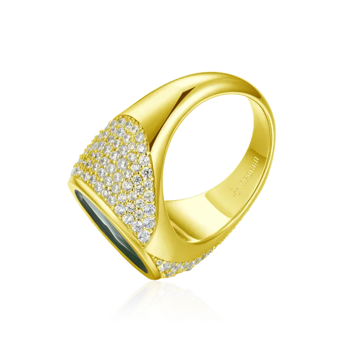 aporro Rings WONG Ridge Iced Out Signet Ring