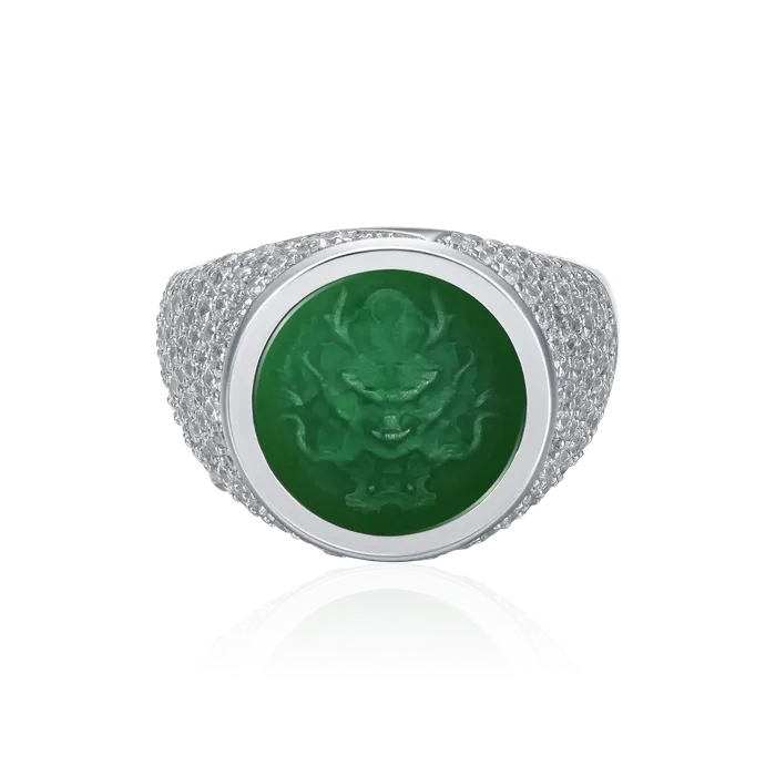 aporro Rings WONG Ridge Iced Out Signet Ring