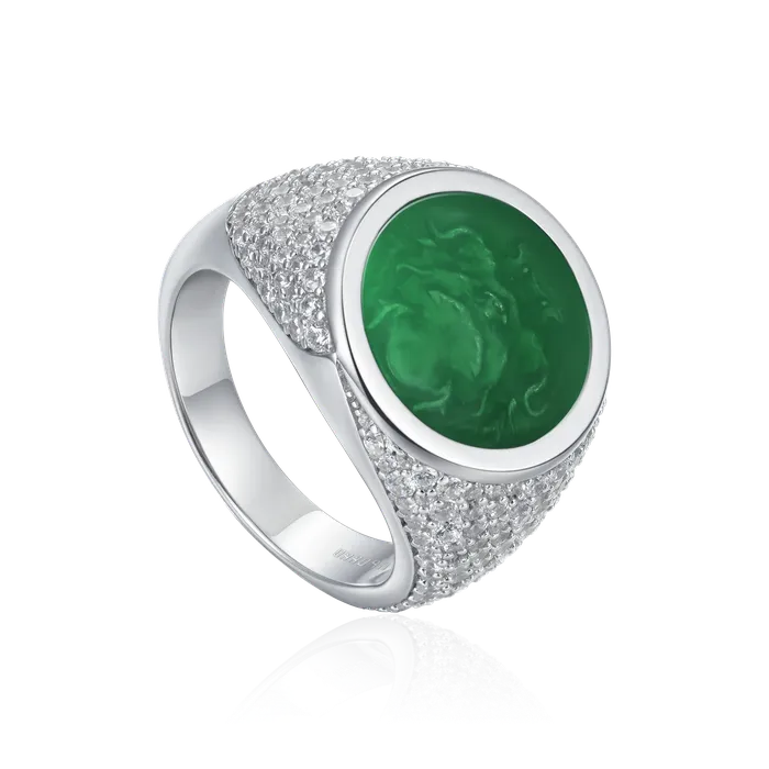 aporro Rings WONG Ridge Iced Out Signet Ring
