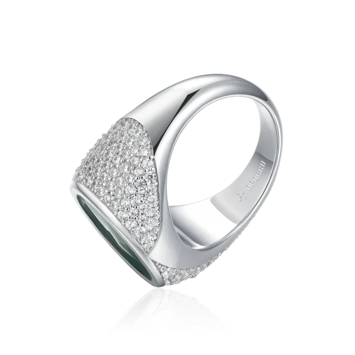 aporro Rings WONG Ridge Iced Out Signet Ring