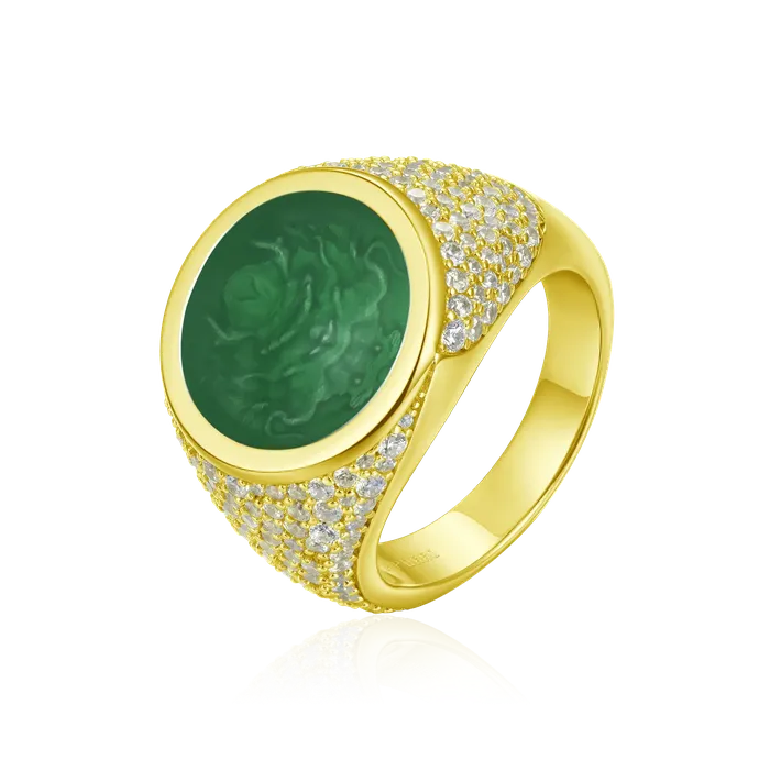 aporro Rings WONG Ridge Iced Out Signet Ring