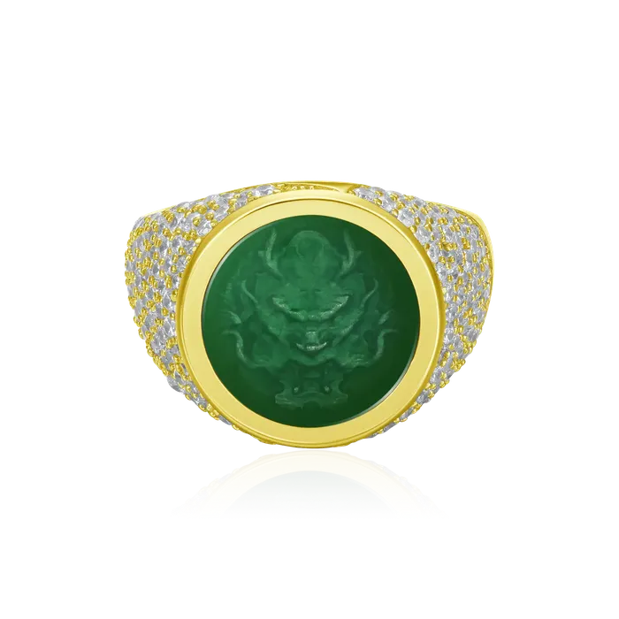 aporro Rings WONG Ridge Iced Out Signet Ring