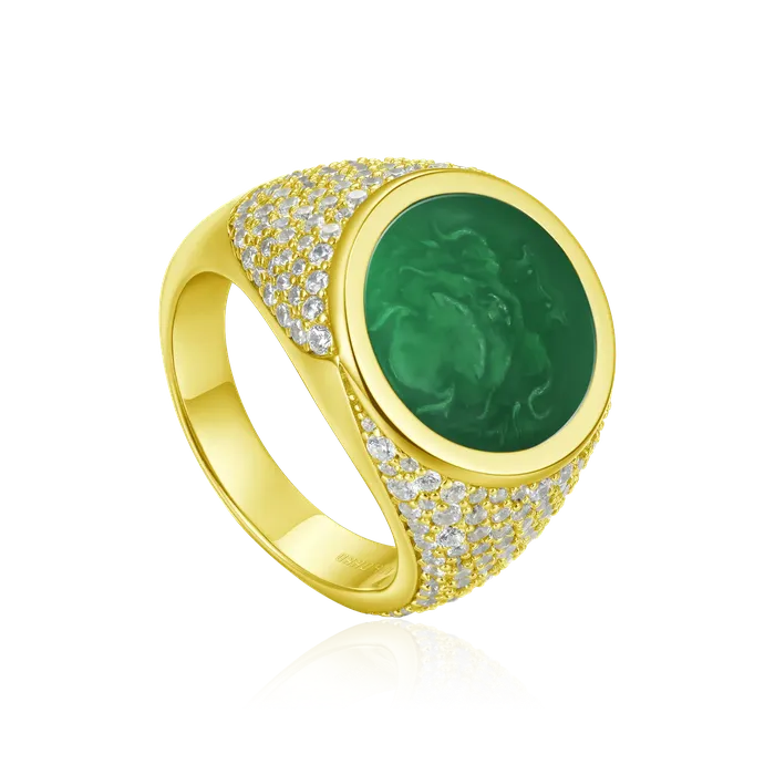 aporro Rings WONG Ridge Iced Out Signet Ring