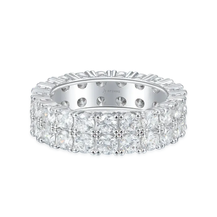 aporro Womens Iced Double Row Tennis Ring 6mm Rings aporro Womens Iced Double Row Tennis Ring 6mm Rings