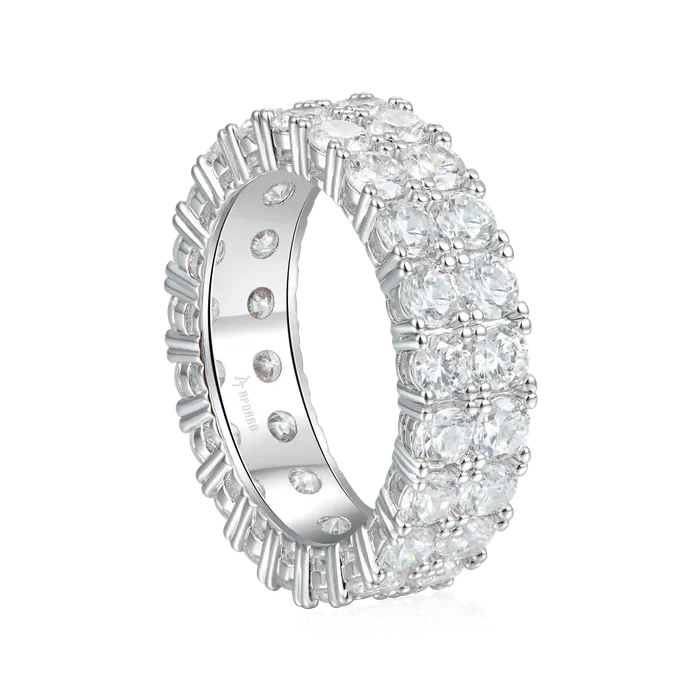 aporro Womens Iced Double Row Tennis Ring 6mm Rings aporro Womens Iced Double Row Tennis Ring 6mm Rings