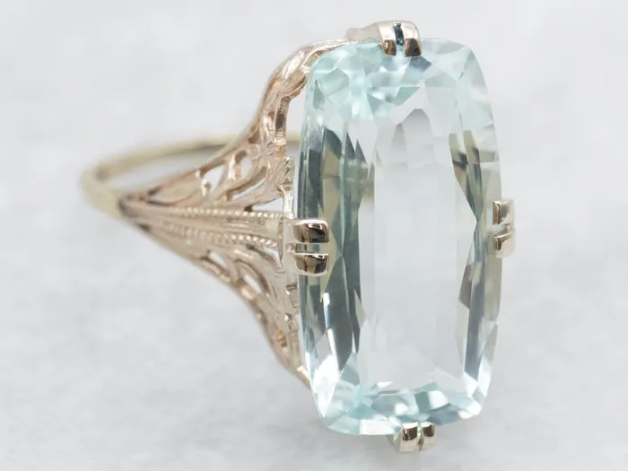 Art Deco Aquamarine Cocktail Ring Market Square Jewelers Rings