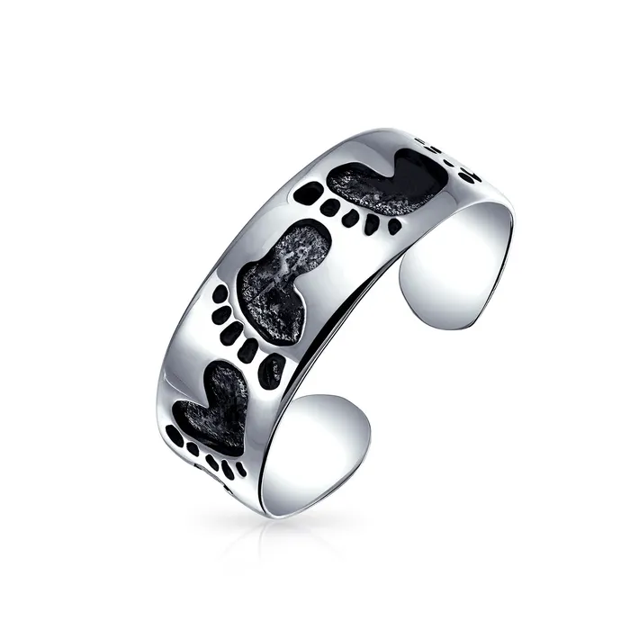 BlingJewelry Wholesale Nautical Beach Sand Footprints Sterling Silver Toe Ring Midi Band Rings BlingJewelry Wholesale Nautical Beach Sand Footprints Sterling Silver Toe Ring Midi Band Rings