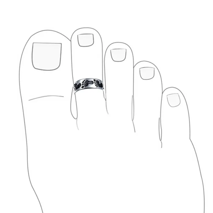 BlingJewelry Wholesale Nautical Beach Sand Footprints Sterling Silver Toe Ring Midi Band Rings