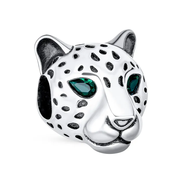 BlingJewelry Wholesale Rings Jaguar Panther Charm Bead with Green CZ Eyes in Oxidized Sterling Silver for Bracelets BlingJewelry Wholesale Rings Jaguar Panther Charm Bead with Green CZ Eyes in Oxidized Sterling Silver for Bracelets