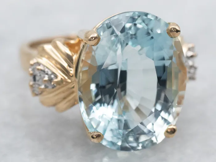 Blue Topaz Cocktail Ring with Diamond Accents Market Square Jewelers Rings