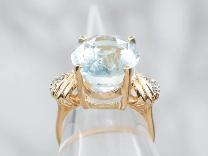 Blue Topaz Cocktail Ring with Diamond Accents Market Square Jewelers Rings