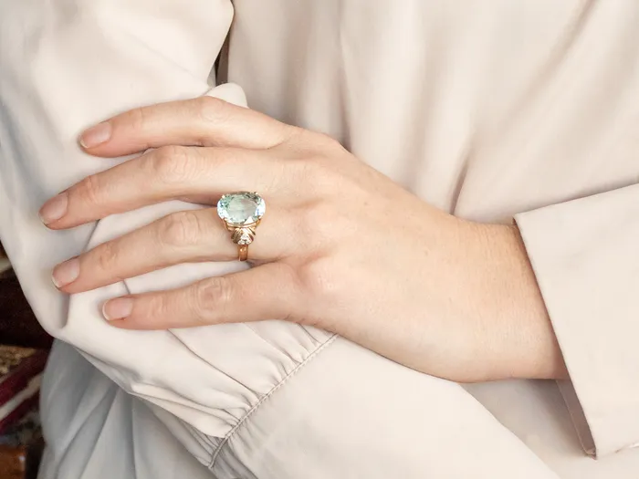 Blue Topaz Cocktail Ring with Diamond Accents Market Square Jewelers Rings