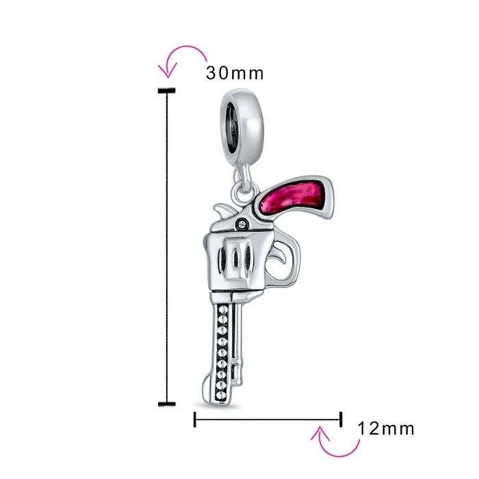 Bracelets BlingJewelry Wholesale Western Marksmen Revolver Dangle Charm Bead Sterling Silver for European Bracelet Bracelets BlingJewelry Wholesale Western Marksmen Revolver Dangle Charm Bead Sterling Silver for European Bracelet