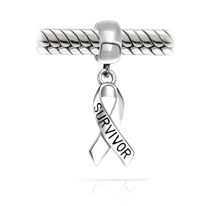 Breast Cancer Survivor Hope Dangle Charm Bead Sterling Silver Symbolic Jewelry BlingJewelry Wholesale Rings