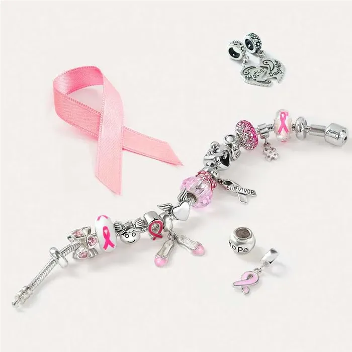 Breast Cancer Survivor Hope Dangle Charm Bead Sterling Silver Symbolic Jewelry BlingJewelry Wholesale Rings