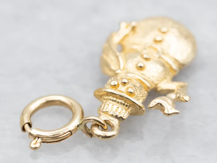 Charm Necklaces Market Square Jewelers Textured Gold Snowman Charm