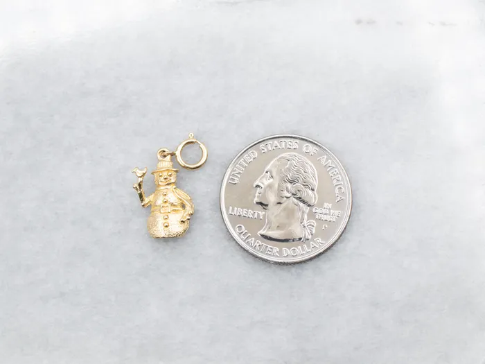 Charm Necklaces Market Square Jewelers Textured Gold Snowman Charm