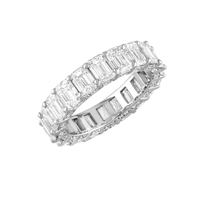 Classic Creations 18kt White Gold Emerald Cut Eternity Band Rings
