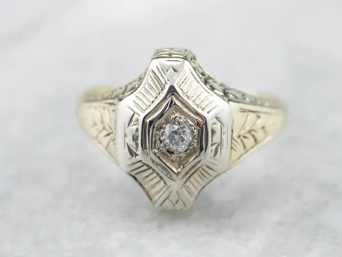 Engraved Old Mine Cut Diamond Solitaire Ring Market Square Jewelers Rings Engraved Old Mine Cut Diamond Solitaire Ring Market Square Jewelers Rings