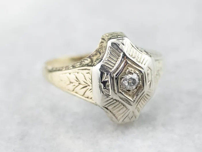 Engraved Old Mine Cut Diamond Solitaire Ring Market Square Jewelers Rings Engraved Old Mine Cut Diamond Solitaire Ring Market Square Jewelers Rings