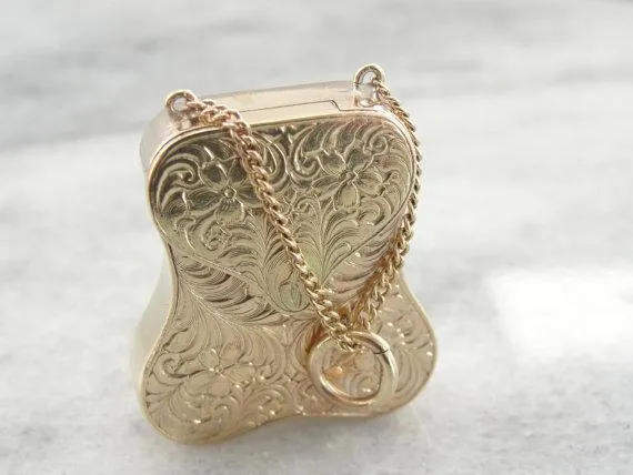 Fine Gold Engraved Purse Locket or Pendant Market Square Jewelers Necklaces Fine Gold Engraved Purse Locket or Pendant Market Square Jewelers Necklaces