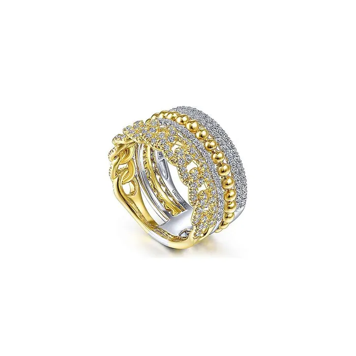 Gabriel Co Wide Band Layered Diamond Ring Gabriel Co Rings
