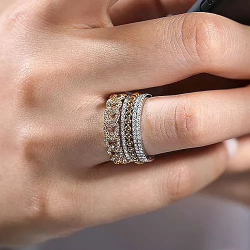 Gabriel Co Wide Band Layered Diamond Ring Gabriel Co Rings