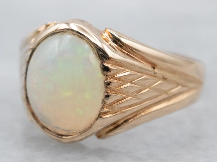 Market Square Jewelers Antique Rose Gold Opal Solitaire Ring Rings
