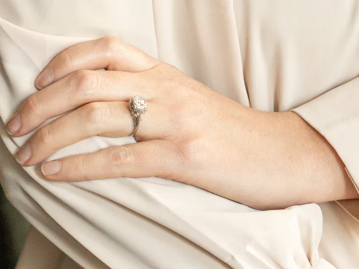 Market Square Jewelers Art Deco Inspired European Cut Diamond Solitaire Engagement Ring Rings